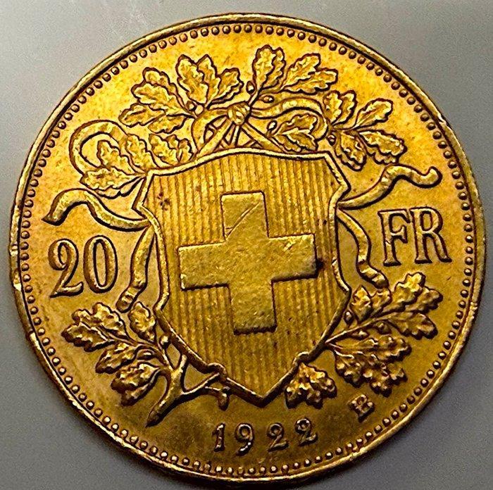 Zwitserland. 20 Francs 1922 Oro/Gold Helvetia (Zonder, Postzegels en Munten, Munten | Europa | Niet-Euromunten