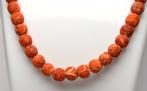 Koraal - Rode sponskoraal ronde kralen uit Indonesië -