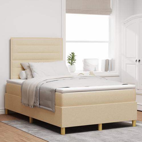 vidaXL Boxspringbed met matras Crème Klein Tweepersoons, Huis en Inrichting, Slaapkamer | Bedden, Nieuw, Verzenden