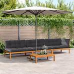 vidaXL 4-delige Loungeset pallet met kussens massief, Tuin en Terras, Verzenden, Nieuw