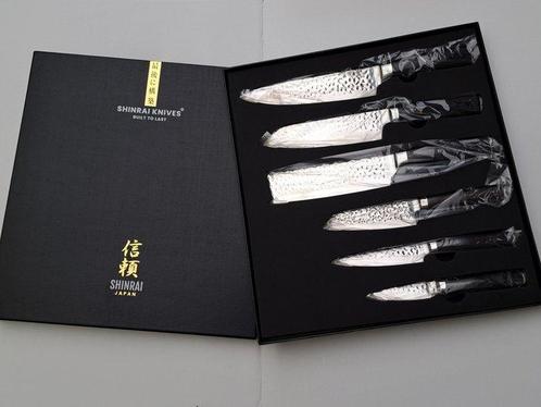 Shinrai Japan - 6 Piece professional knives set - Hammered, Antiek en Kunst, Antiek | Keukengerei