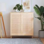 vidaXL Kastdeuren met lamellen 2 st 99,3x49,4 cm massief, Doe-het-zelf en Bouw, Verzenden, Nieuw