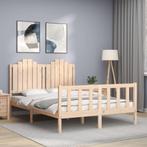 vidaXL Bedframe met hoofdbord massief hout, Huis en Inrichting, Slaapkamer | Bedden, Verzenden, Nieuw
