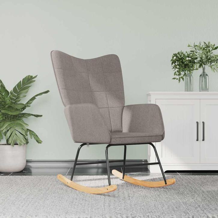 vidaXL Schommelstoel stof taupe, Maison & Meubles, Chaises, Envoi