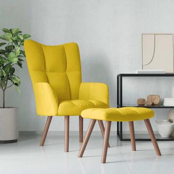 vidaXL Relaxstoel met voetenbank fluweel mosterdgeel, Huis en Inrichting, Fauteuils, Verzenden, Nieuw