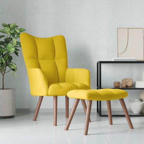 vidaXL Relaxstoel met voetenbank fluweel mosterdgeel, Huis en Inrichting, Fauteuils, Nieuw, Verzenden