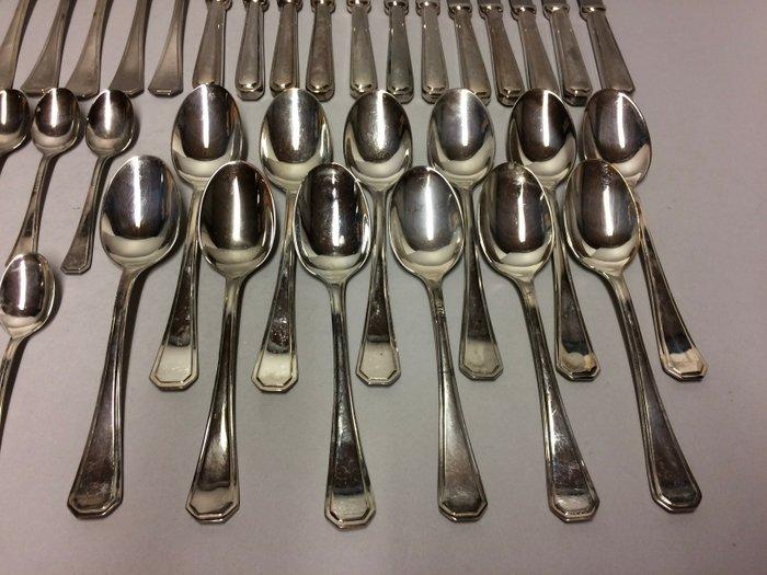 Bestekset (48) - Verzilverd bestek in strakke Art Deco, Antiek en Kunst, Antiek | Meubels | Tafels