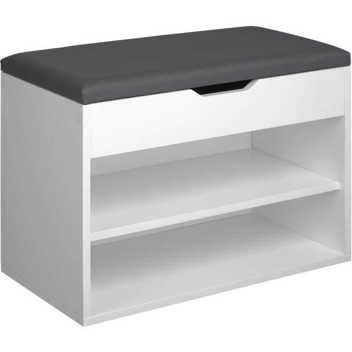 tectake Schoenenkast Jasmina met zitkussen 60x30x43,5cm - wi, Huis en Inrichting, Kasten | Schoenenkasten, Verzenden