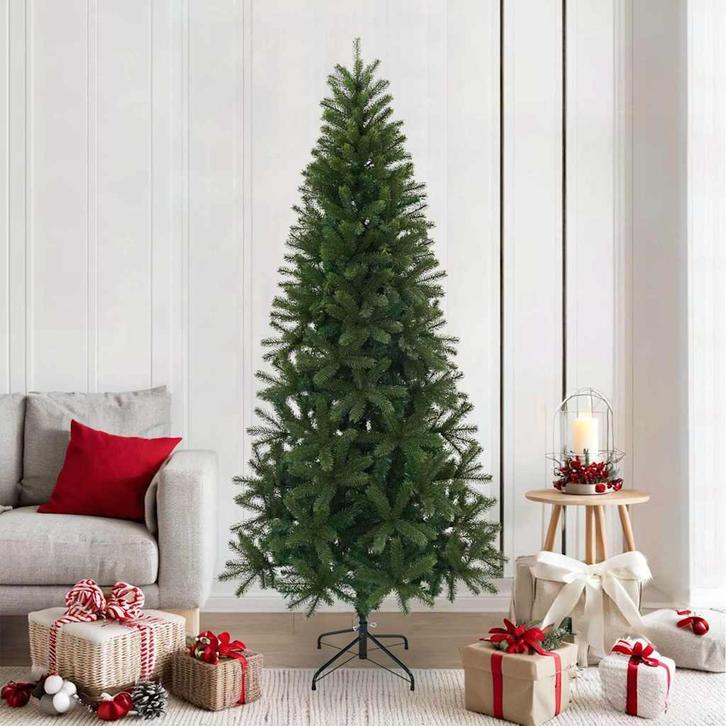 vidaXL Kunstkerstboom met standaard Groen 210 cm PVC, PE en, Divers, Noël, Envoi