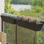 vidaXL Plantenbakken 2 st met haken poly rattan zwart, Tuin en Terras, Verzenden, Nieuw