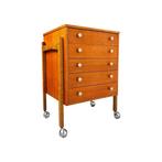 Ladekast - Hout, Houtfineer - Vintage-commode op wielen