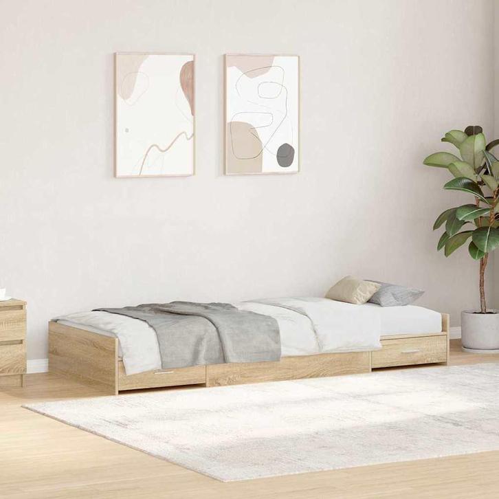 vidaXL Opbergbedframe met lade Sonoma Eik 80 x 200 cm, Huis en Inrichting, Slaapkamer | Bedden, Nieuw, Verzenden