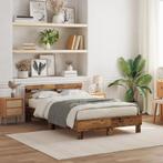 vidaXL Bewerkt Houten Bedframe Oud hout Hout 135 x 190 cm, Huis en Inrichting, Slaapkamer | Bedden, Verzenden, Nieuw