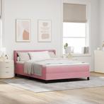 vidaXL Boxspringbed met Matras Roze 140x200 cm Velours, Huis en Inrichting, Slaapkamer | Bedden, Verzenden, Nieuw