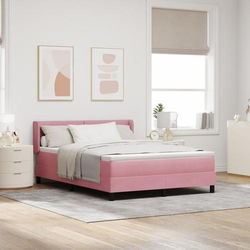 vidaXL Boxspringbed met Matras Roze 140x200 cm Velours, Huis en Inrichting, Slaapkamer | Bedden, Nieuw, Verzenden