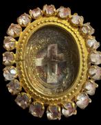 Reliekhouder - Gouden brons - Witte stenen - 1850-1900 -, Antiek en Kunst