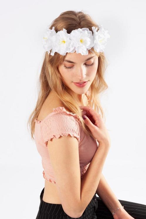 Bloemenkrans Haar Hibiscus Hawaii Wit Bloemen Haarband Hula, Kleding | Dames, Carnavalskleding en Feestkleding, Nieuw, Ophalen of Verzenden