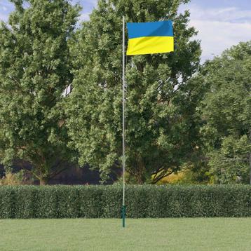 vidaXL Drapeau de lUkraine et mât 6,23 m aluminium