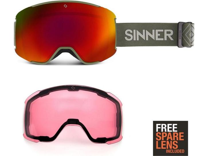 SINNER SNOWFLAKE - Skibril - 2 verwisselbare lenzen -, Sport en Fitness, Overige Sport en Fitness, Zo goed als nieuw, Verzenden