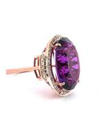 Zonder Minimumprijs - Ring - 9 kt. Roségoud, Zilver Amethist, Nieuw