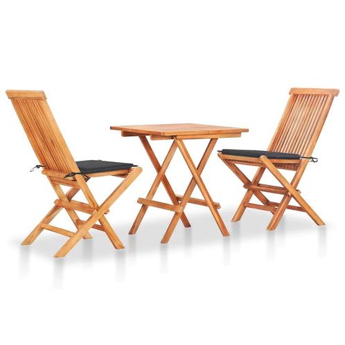 vidaXL 3-delige Bistroset met antracietkleurige kussens, Tuin en Terras, Tuinsets en Loungesets, Nieuw, Verzenden