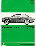 1965 ALFA ROMEO GIULIA SPRINT GTA INSTRUCTIEBOEKJE FRANS, Ophalen of Verzenden