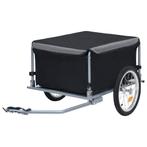 vidaXL Fietstrailer 65 kg zwart en grijs, Fietsen en Brommers, Fietsaccessoires | Aanhangwagens en Karren, Verzenden, Nieuw