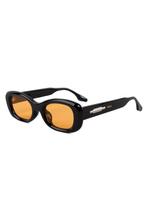 Zonnebril Y2K Rond Cat Eye Zwart Montuur Oranje Glazen Dames, Ophalen of Verzenden, Nieuw, Zwart