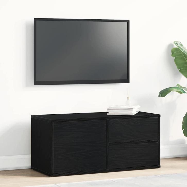 vidaXL TV Stand met lade Zwart 80 x 34 x 35.5 cm Bewerkt, Huis en Inrichting, Kasten |Televisiemeubels, Nieuw, Verzenden