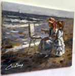 Francis Cristaux (1950) - Plage Normande - Jeunes Fillettes