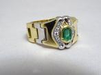 Ring - 18 karaat Witgoud Smaragd - Diamant, Handtassen en Accessoires, Ringen, Nieuw