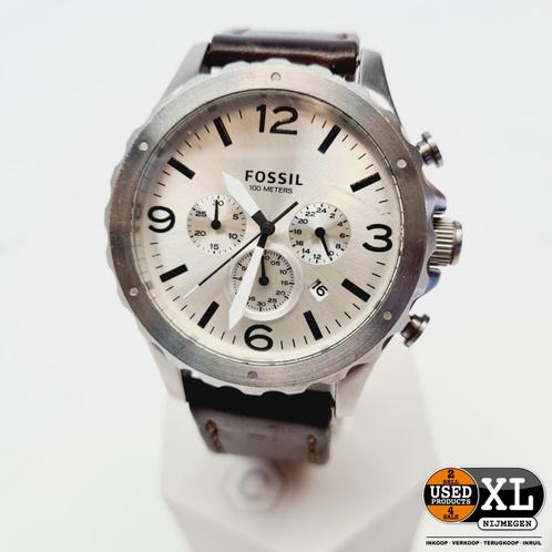 Fossil JR1473 Nate Heren Horloge Zilver met Bruin 46 mm |..., Handtassen en Accessoires, Horloges | Heren, Gebruikt, Ophalen of Verzenden