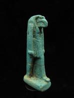 Oud-Egyptisch Faience Amulet van de god Toth met ibisgezicht, Antiek en Kunst