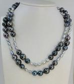 Halsketting 6x12mm Keshi Tahiti parels, Zilver, Nieuw