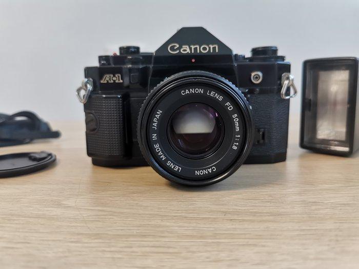 Canon A-1 nero + FD 1,8/50mm + flash | Appareil photo reflex, Audio, Tv en Foto, Fotocamera's Analoog