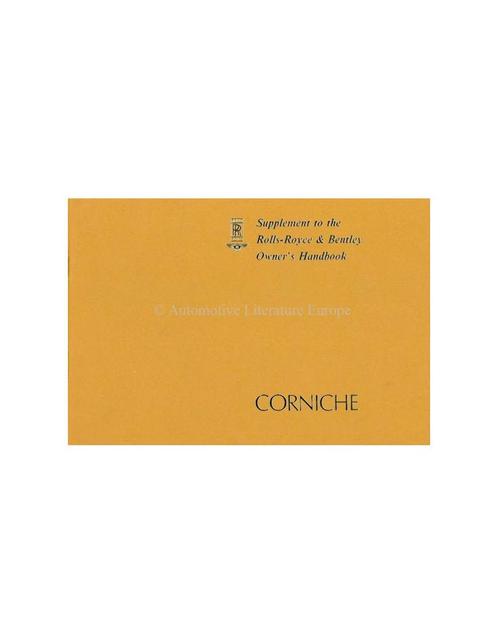 1978 ROLLS ROYCE & BENTLEY CORNICHE INSTRUCTIEBOEKJE, Auto diversen, Handleidingen en Instructieboekjes