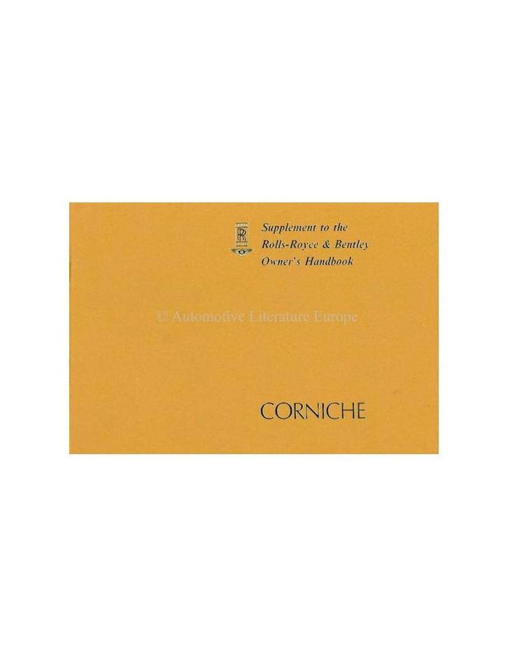 1978 ROLLS ROYCE & BENTLEY CORNICHE INSTRUCTIEBOEKJE, Autos : Divers, Modes d'emploi & Notices d'utilisation