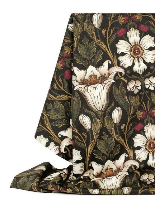 Fleurs de minuit - Tissu exclusif en 100 % coton /, Antiek en Kunst, Curiosa en Brocante
