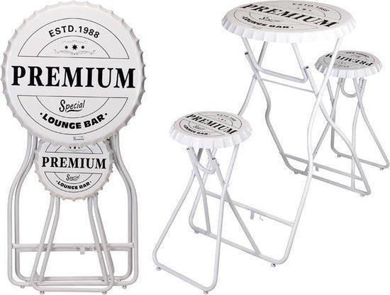 Tweedekans | Bartafel met 2 stoelen - wit, Tuin en Terras, Tuinsets en Loungesets, Ophalen of Verzenden