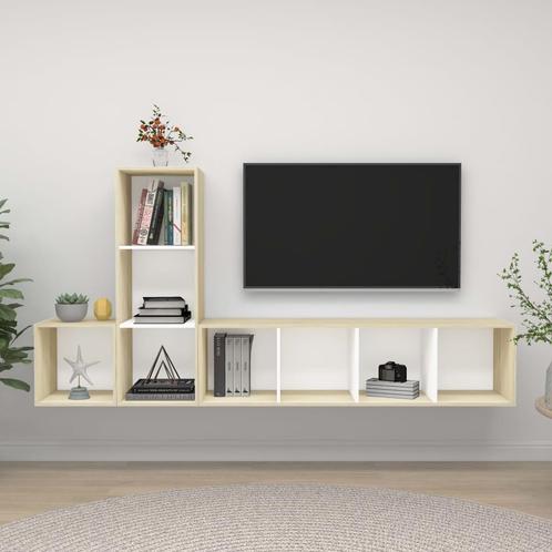 vidaXL Ensemble de meubles TV 3pcs Blanc chêne sonoma, Maison & Meubles, Armoires | Mobilier de télévision, Neuf, Envoi