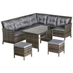TRUUSK Polyrattan Tuinmeubelset Lounge Grijs - Inclusief Ban, Verzenden, Nieuw