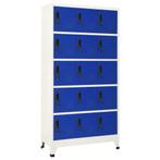 vidaXL Lockerkast 90x40x180 cm staal grijs en blauw, Huis en Inrichting, Kasten | Overige, Verzenden, Nieuw