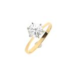 Gouden solitair ring met zirconia (gouden ring, geelgoud), Handtassen en Accessoires, Ringen, 18 tot 19, Gebruikt, Overige kleuren