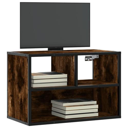 vidaXL Tv-meubel 60x31x39,5cm bewerkt hout metaal gerookt, Huis en Inrichting, Kasten |Televisiemeubels, Nieuw, Verzenden