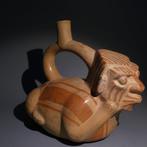 Moche, Pérou, Terre cuite Huaco figuratif de qualité. 20 cm