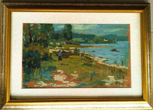 Domenico De Bernardi (1892-1963) - Sulle rive del lago, Antiek en Kunst, Kunst | Schilderijen | Klassiek