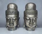 Spectaculaire Set Verzilverde Boeddha Hoofden - Beeld - Azië, Antiek en Kunst