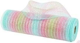 Decomesh metallic multi-stripes 03 blue cerise 26 cm rol 9, Maison & Meubles, Accessoires pour la Maison | Plantes & Fleurs artificielles