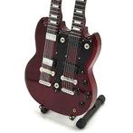 Miniatuur Gibson Doubleneck SG gitaar met gratis standaard, Beeldje, Replica of Model, Verzenden