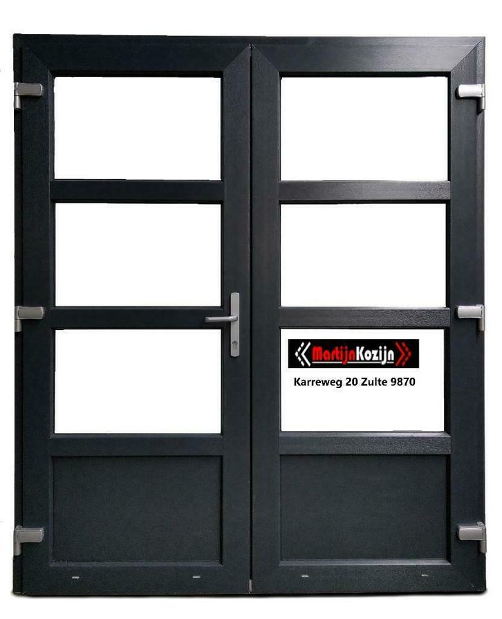 PVC Dubbele deur 150x204,175x204 voorraad Zulte en Schoten, Doe-het-zelf en Bouw, Deuren en Vliegenramen, Nieuw, Kunststof, Buitendeur